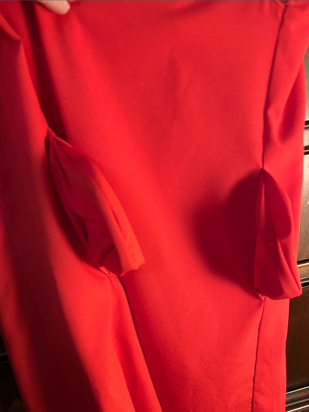 MM Couture Red Mini Dress with Black Lace Yoke - Picture 4 of 5